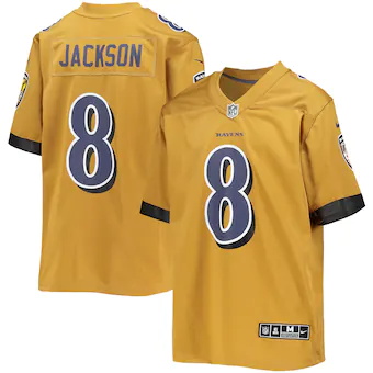 youth nike lamar jackson gold baltimore ravens inverted tea